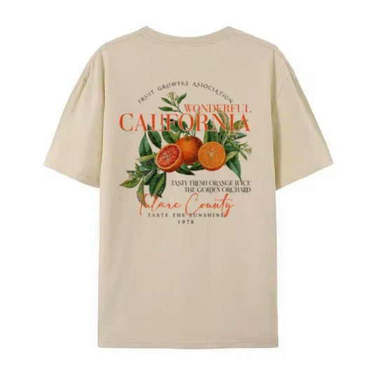 Retro California Orange T-Shirt Cute Citrus Fruit T Shirt Oversized Vintage Aesthetic Botanical Tshirt Women Cottagecore Clothes